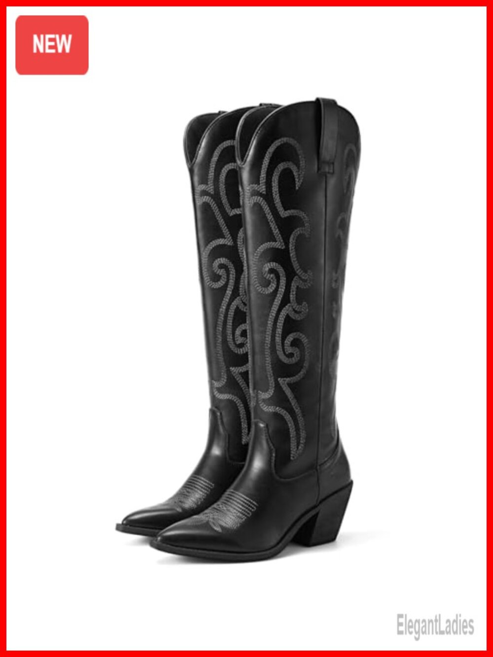 Pointed Toe Knee High Cowboy Boots Embroidered Western Cowgirl Boots